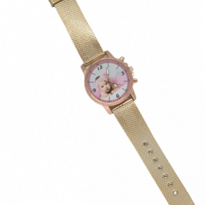 relógio de pulso dourado com foto